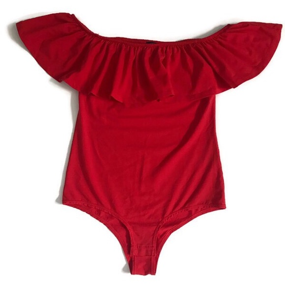 J.Crew Red Ruffle Bodysuit - Picture 2 of 7